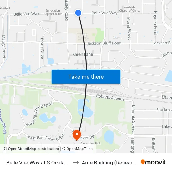 Belle Vue Way at S Ocala Rd Wb to Ame Building (Research #4) map