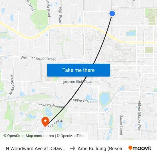 N Woodward Ave at Delaware St Nb to Ame Building (Research #4) map