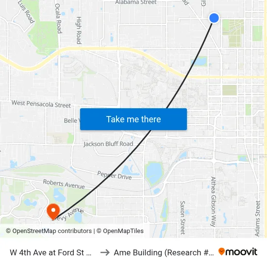W 4th Ave at Ford St Wb to Ame Building (Research #4) map