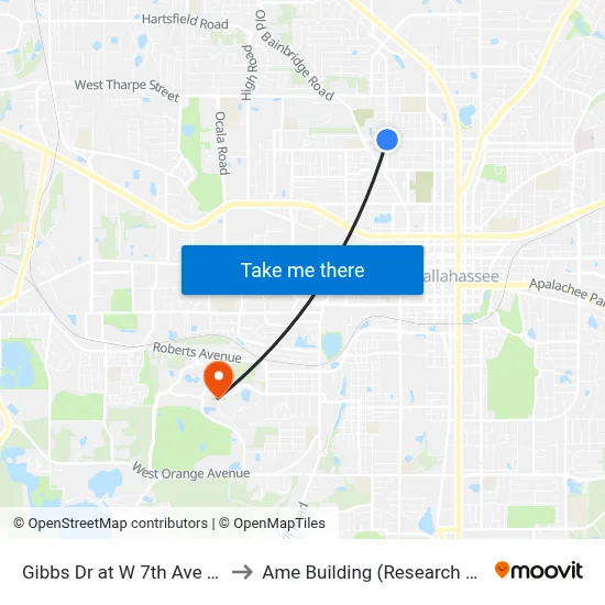 Gibbs Dr at W 7th Ave Nb to Ame Building (Research #4) map
