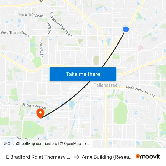 E Bradford Rd at Thomasville Rd Eb to Ame Building (Research #4) map