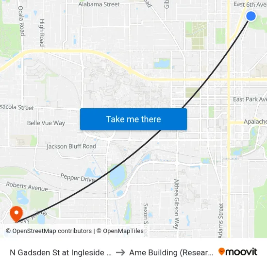 N Gadsden St at Ingleside Ave Nb to Ame Building (Research #4) map