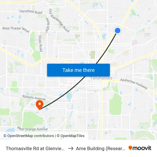 Thomasville Rd at Glenview Dr Sb to Ame Building (Research #4) map