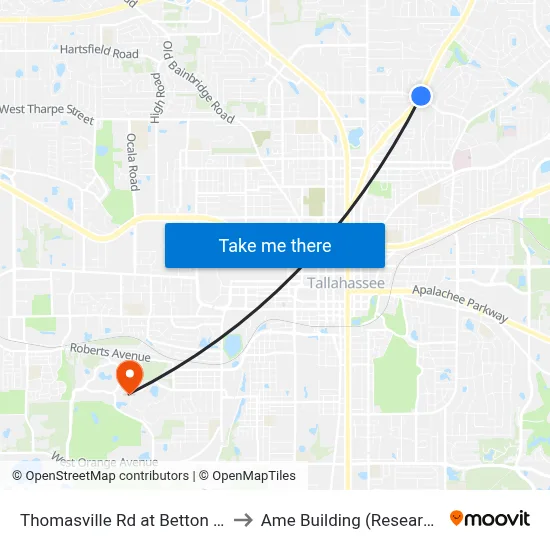 Thomasville Rd at Betton Rd Nb to Ame Building (Research #4) map