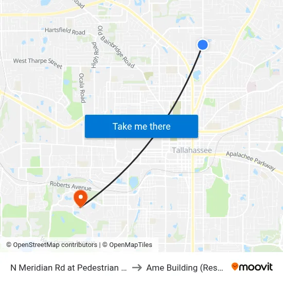 N Meridian Rd at Pedestrian Crossing Sb to Ame Building (Research #4) map