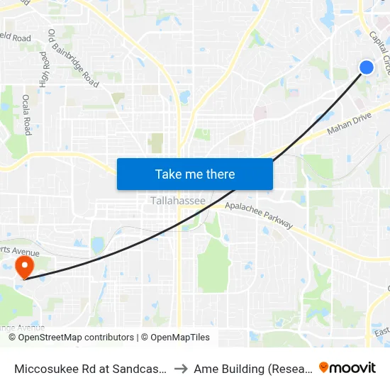 Miccosukee Rd at Sandcastle Dr Wb to Ame Building (Research #4) map