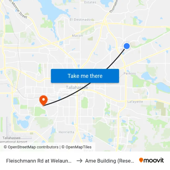 Fleischmann Rd at Welaunee Blvd Sb to Ame Building (Research #4) map
