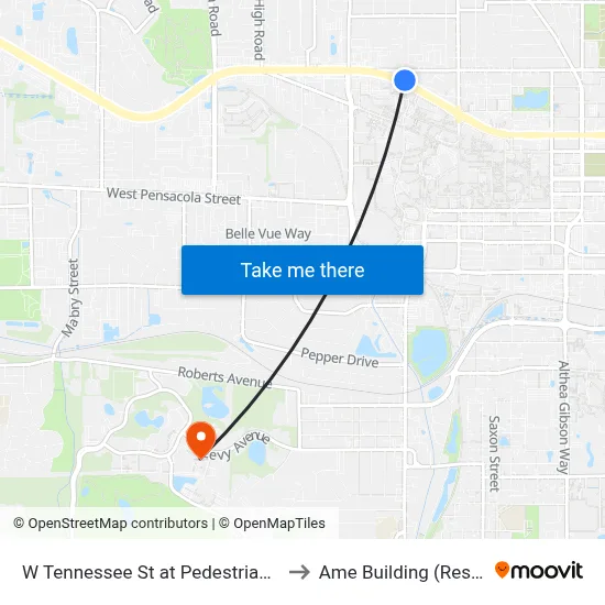 W Tennessee St at Pedestrian Crossing Wb to Ame Building (Research #4) map