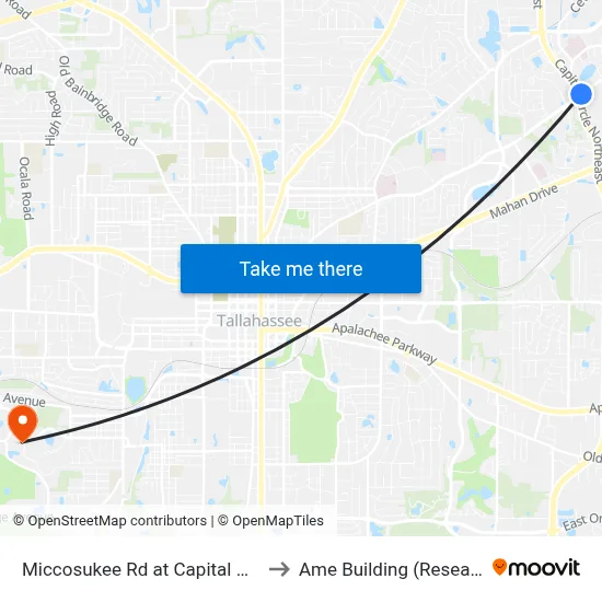 Miccosukee Rd at Capital Cir NE Wb to Ame Building (Research #4) map