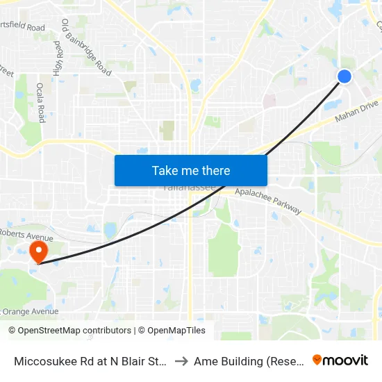 Miccosukee Rd at N Blair Stone Rd Wb to Ame Building (Research #4) map