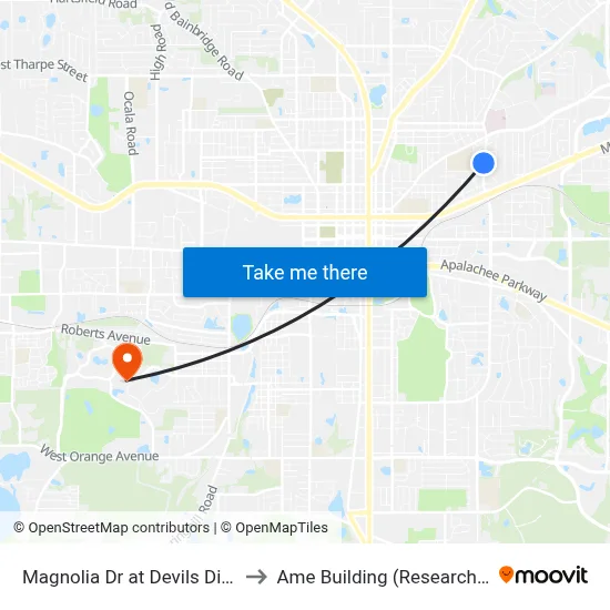 Magnolia Dr at Devils Dip Sb to Ame Building (Research #4) map