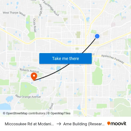 Miccosukee Rd at Mcdaniel St Eb to Ame Building (Research #4) map