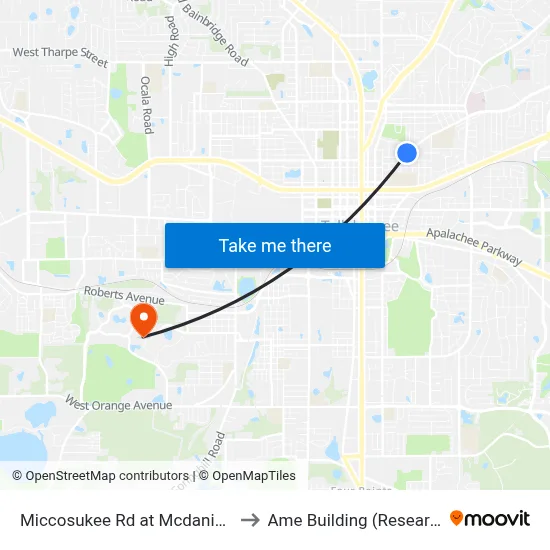 Miccosukee Rd at Mcdaniel St Wb to Ame Building (Research #4) map