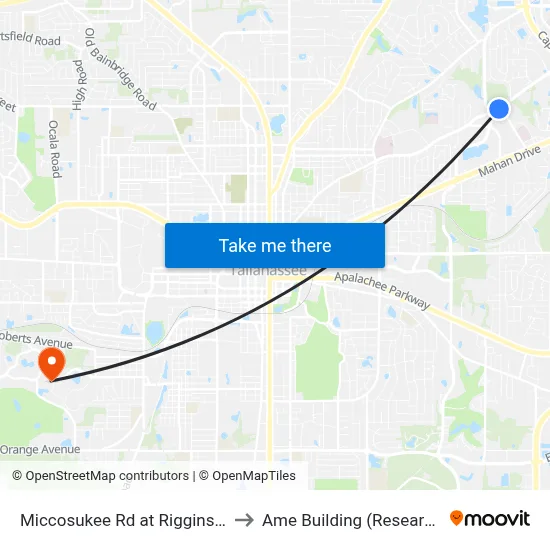 Miccosukee Rd at Riggins Rd Eb to Ame Building (Research #4) map
