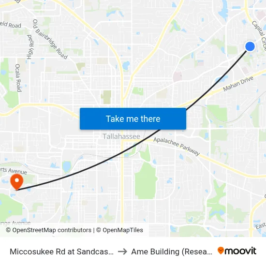 Miccosukee Rd at Sandcastle Dr Eb to Ame Building (Research #4) map
