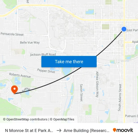 N Monroe St at E Park Ave Sb to Ame Building (Research #4) map