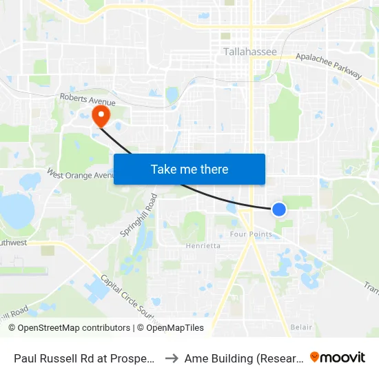 Paul Russell Rd at Prospect St Wb to Ame Building (Research #4) map