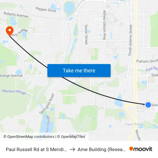 Paul Russell Rd at S Meridian St Eb to Ame Building (Research #4) map