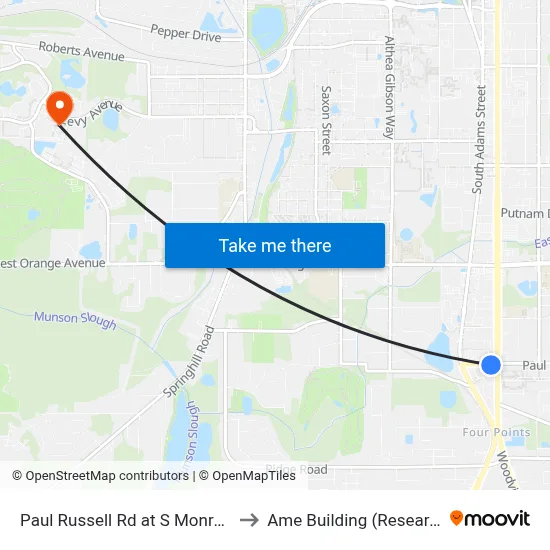 Paul Russell Rd at S Monroe St Eb to Ame Building (Research #4) map