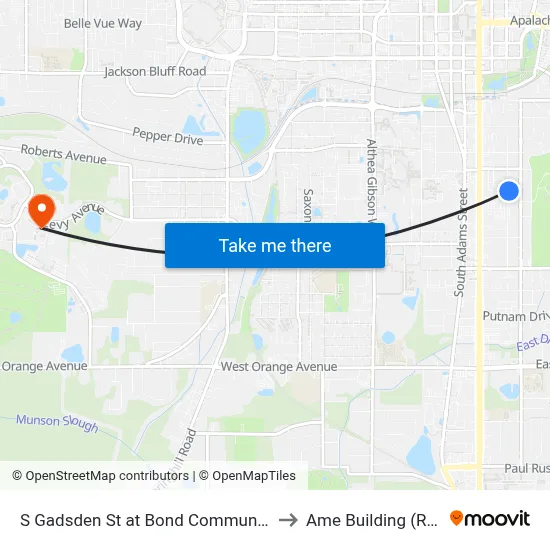 S Gadsden St at Bond Community Health Center Nb to Ame Building (Research #4) map