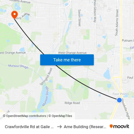 Crawfordville Rd at Gaile Ave Nb to Ame Building (Research #4) map