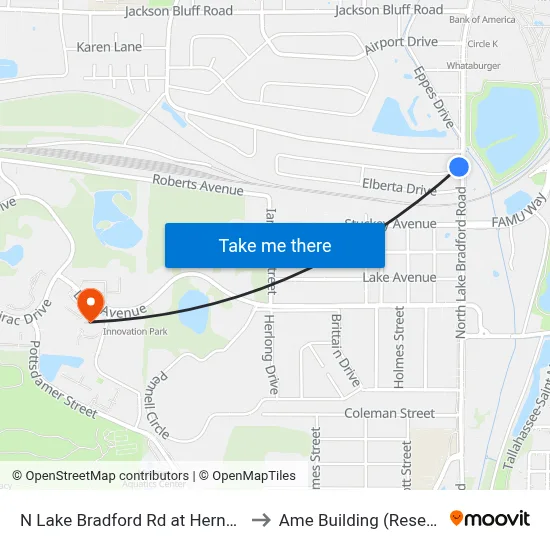 N Lake Bradford Rd at Hernando Dr Sb to Ame Building (Research #4) map