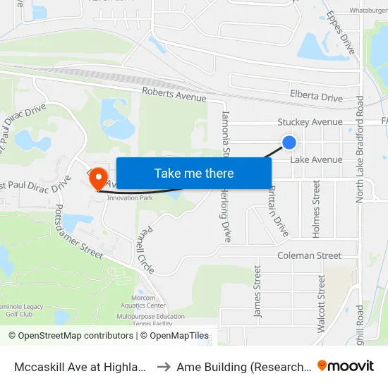 Mccaskill Ave at Highland St to Ame Building (Research #4) map