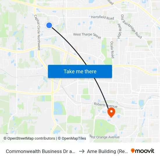 Commonwealth Business Dr at Hartsfield Rd Sb to Ame Building (Research #4) map