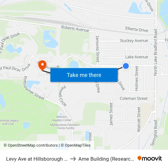 Levy Ave at Hillsborough St Eb to Ame Building (Research #4) map