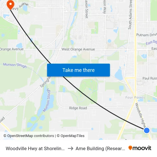 Woodville Hwy at Shoreline Dr Sb to Ame Building (Research #4) map