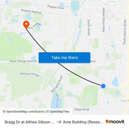 Bragg Dr at Althea Gibson Way Wb to Ame Building (Research #4) map