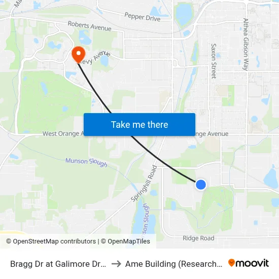 Bragg Dr at Galimore Dr Wb to Ame Building (Research #4) map