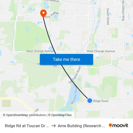 Ridge Rd at Toucan Dr Eb to Ame Building (Research #4) map