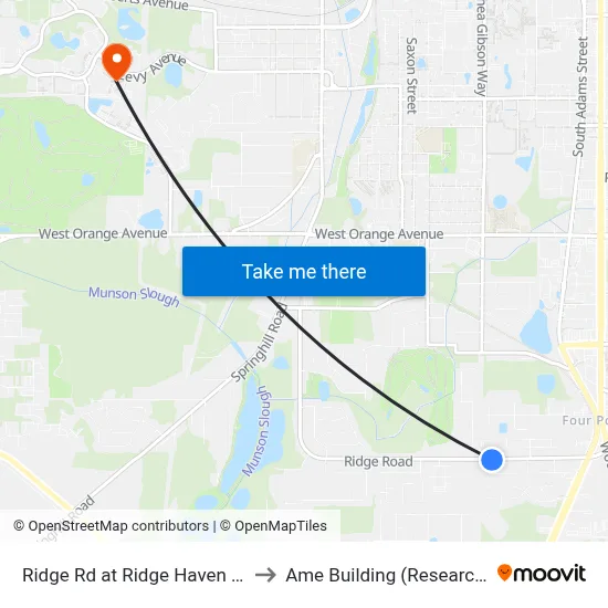 Ridge Rd at Ridge Haven Rd Eb to Ame Building (Research #4) map