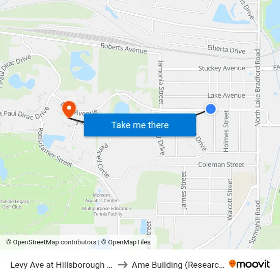 Levy Ave at Hillsborough St Wb to Ame Building (Research #4) map