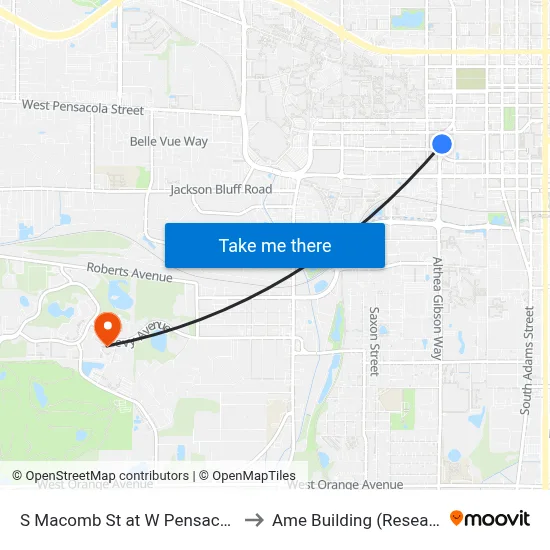S Macomb St at W Pensacola St Nb to Ame Building (Research #4) map