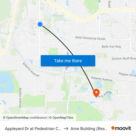 Appleyard Dr at Pedestrian Crosswalk Nb to Ame Building (Research #4) map