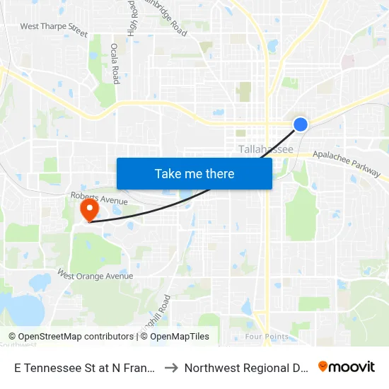 E Tennessee St at N Franklin Blvd Eb to Northwest Regional Data Center map