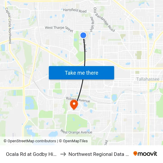 Ocala Rd at Godby High Sb to Northwest Regional Data Center map