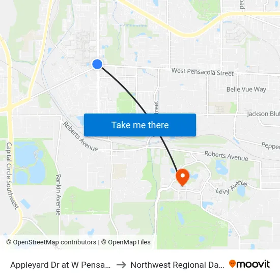 Appleyard Dr at W Pensacola St Sb to Northwest Regional Data Center map