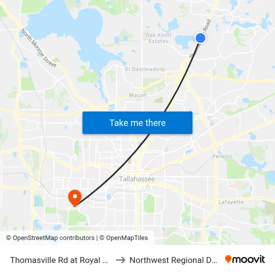 Thomasville Rd at Royal Oaks Dr Nb to Northwest Regional Data Center map