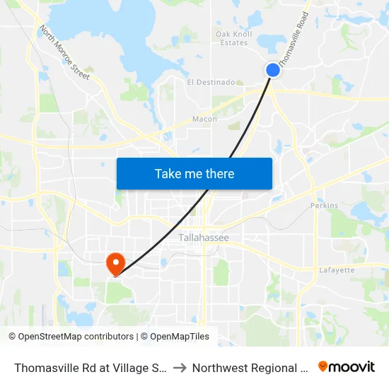 Thomasville Rd at Village Square Blvd Sb to Northwest Regional Data Center map