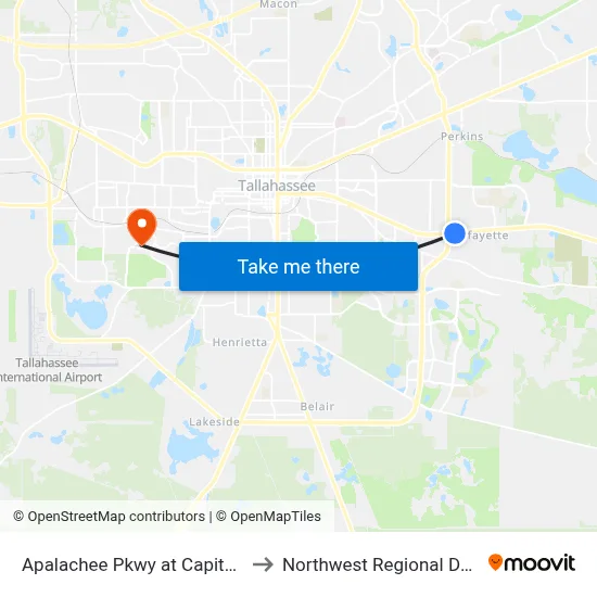 Apalachee Pkwy at Capital Cir SE Eb to Northwest Regional Data Center map