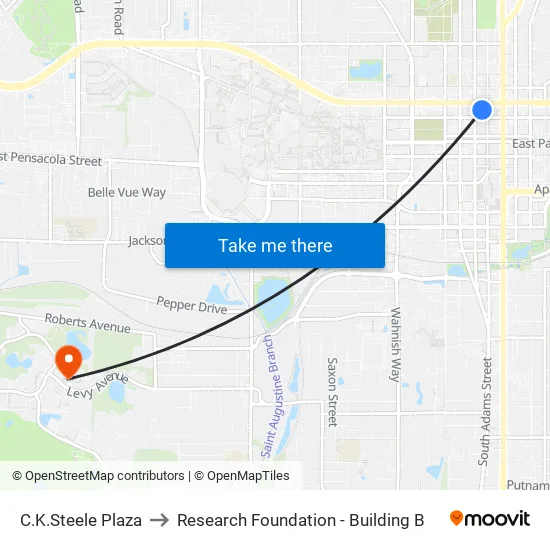 C.K.Steele Plaza to Research Foundation - Building B map