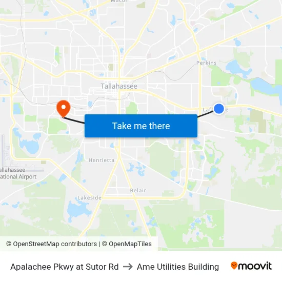 Apalachee Pkwy at Sutor Rd to Ame Utilities Building map