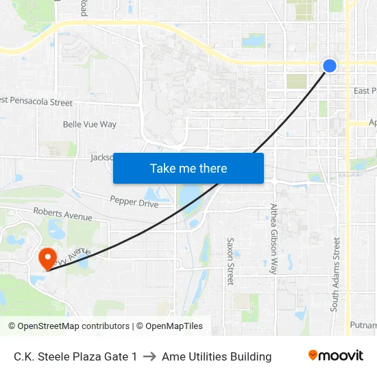 C.K. Steele Plaza Gate 1 to Ame Utilities Building map
