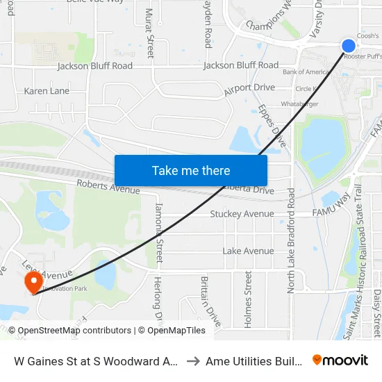 W Gaines St at S Woodward Ave Eb to Ame Utilities Building map