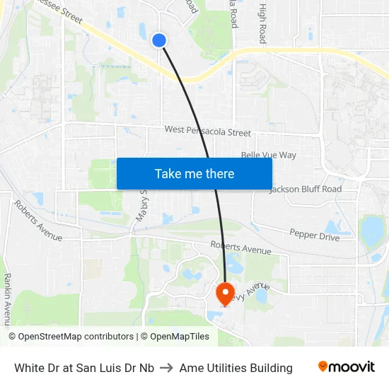 White Dr at San Luis Dr Nb to Ame Utilities Building map