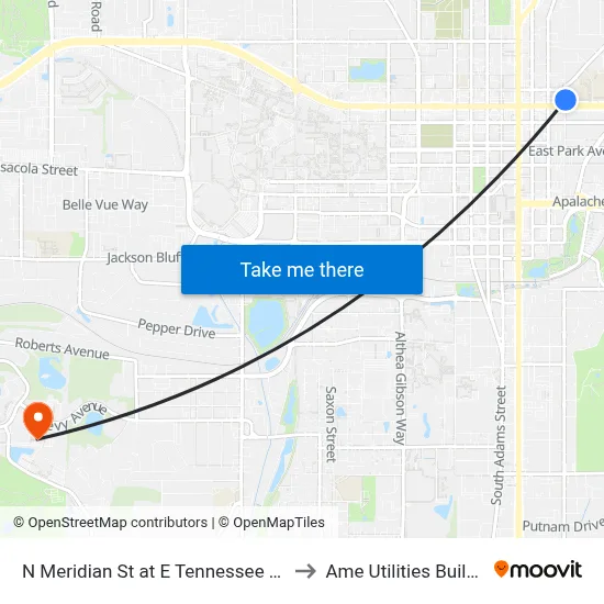 N Meridian St at E Tennessee St Nb to Ame Utilities Building map