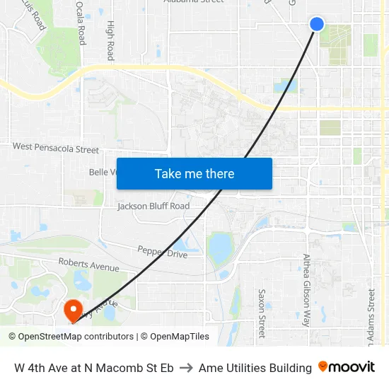 W 4th Ave at N Macomb St Eb to Ame Utilities Building map
